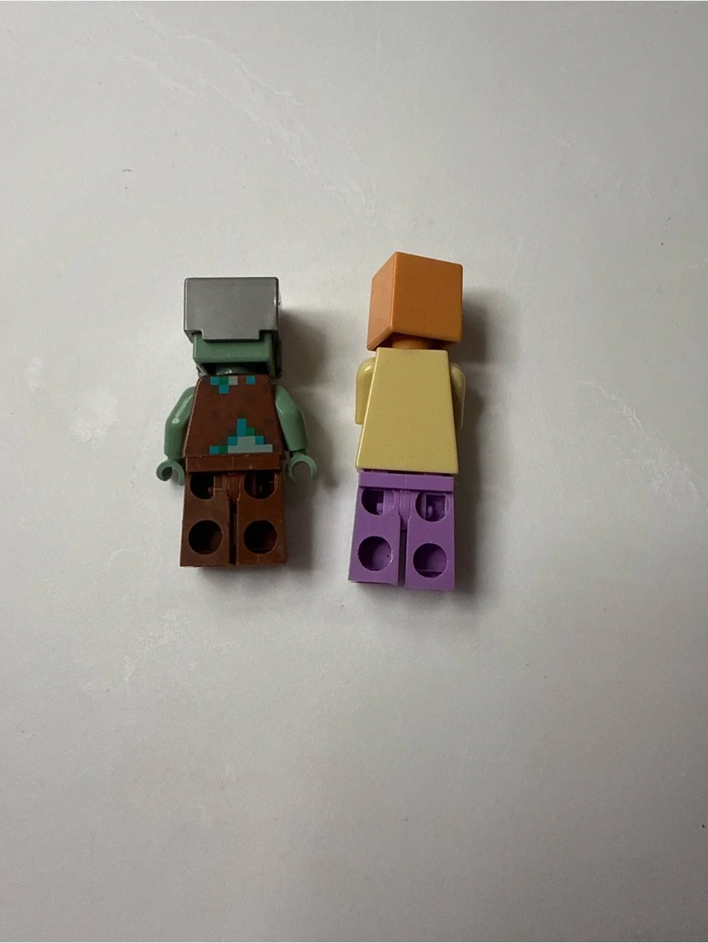Minecraft Villager and Zombie Miner Minifigure Set - Green, Brown, Purple